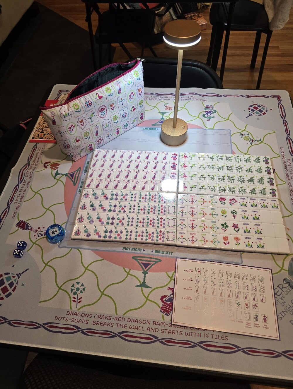 Champagne, Martini, Disco Ball Mahjong Tile Set - BLUE Back Includes Racks & Mat - Picture 5 of 10